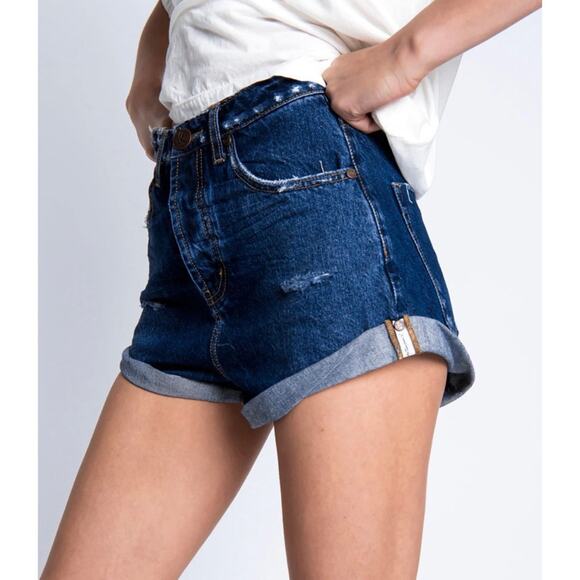 ONE TEASPOON Bandits High Waisted Jean Denim Shorts - Picture 2 of 7